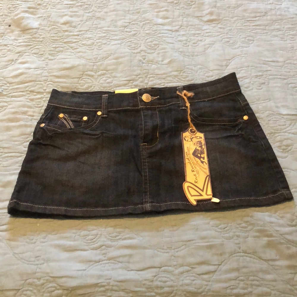 NWT Rock Revolution Blue Jean Mini Skirt Sz 5/6